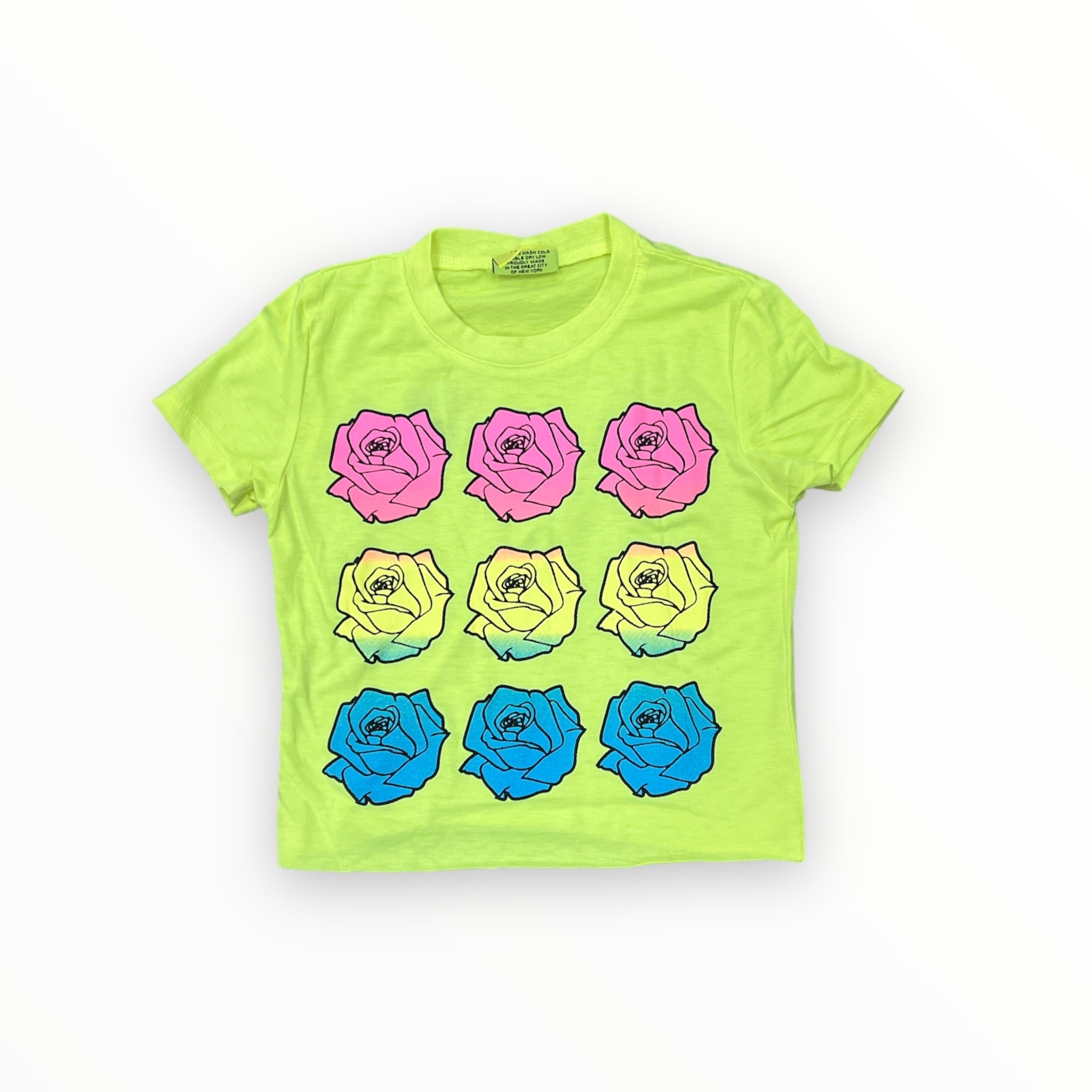 FIREHOUSE T-SHIRT - NEON YELLOW/ROSES