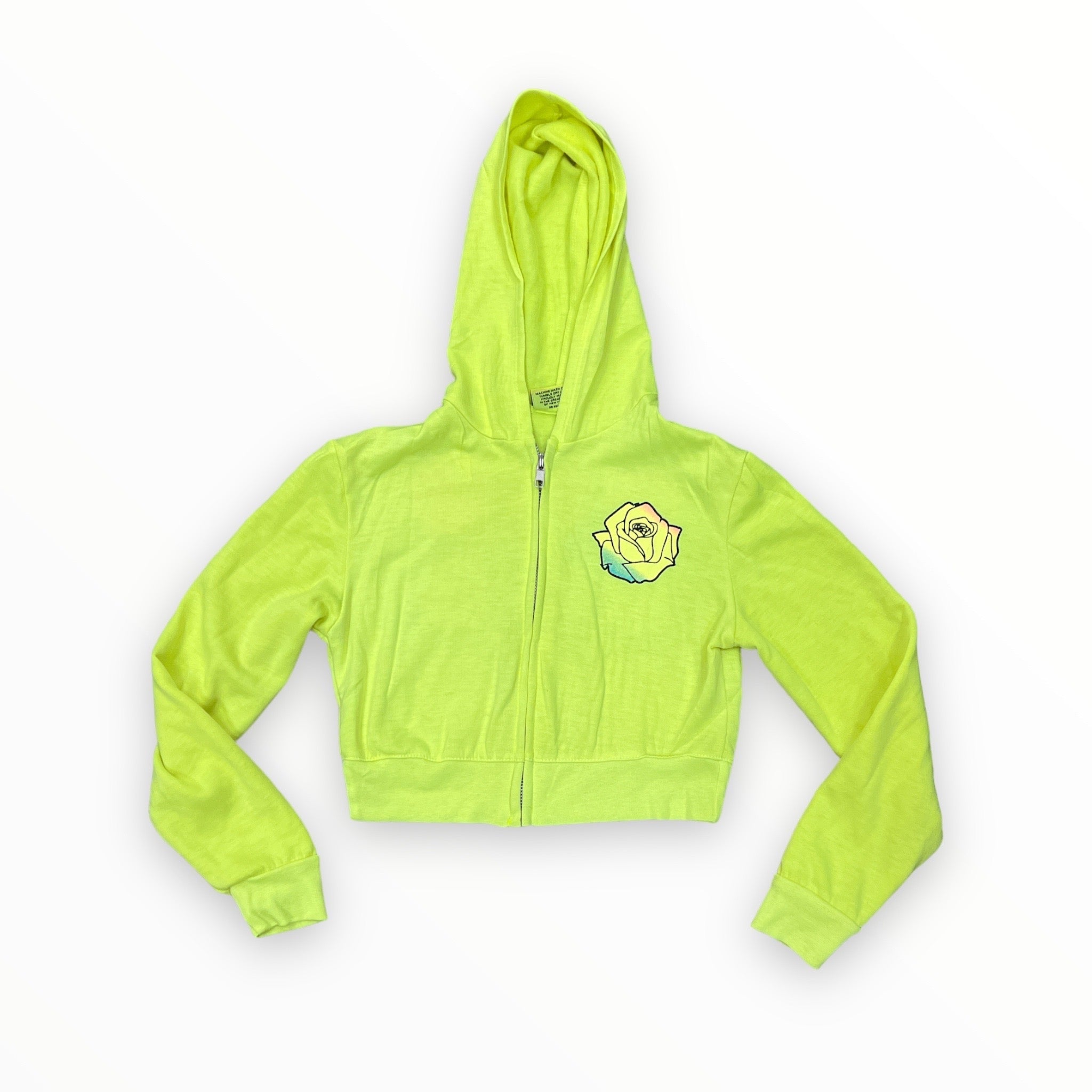 FIREHOUSE ZIP HOODIE - NEON YELLOW/ROSES