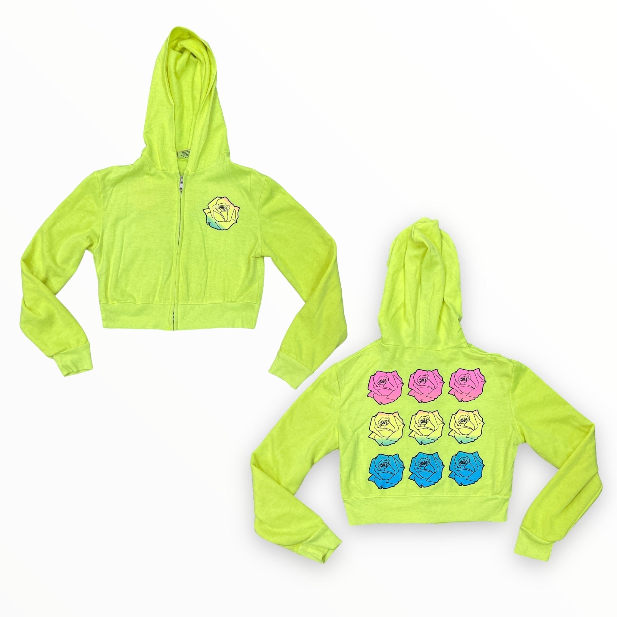 FIREHOUSE ZIP HOODIE - NEON YELLOW/ROSES