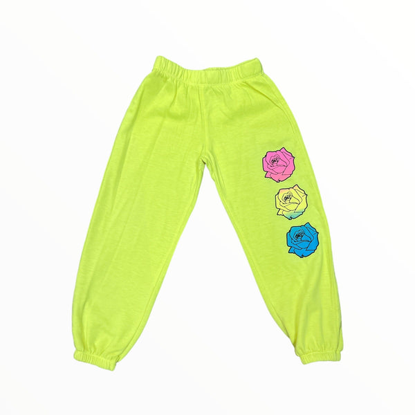 FIREHOUSE SWEATPANT - NEON YELLOW/ROSES