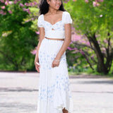 KATE J. TWEEN ROYA PRINTED TOP AND MAXI SKIRT SET - WHITE FLORAL