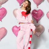 KATIE J TWEEN SHANE VDAY OFF SHOULDER CROP SWEATSHIRT AND SWEATPANT SET