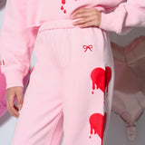 KATIE J TWEEN SHANE VDAY OFF SHOULDER CROP SWEATSHIRT AND SWEATPANT SET