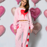 KATIE J TWEEN SHANE VDAY OFF SHOULDER CROP SWEATSHIRT AND SWEATPANT SET