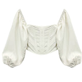 KATIE J TWEEN SOPHIA CORSET OFF SHOULDER TOP - WINTER WHITE