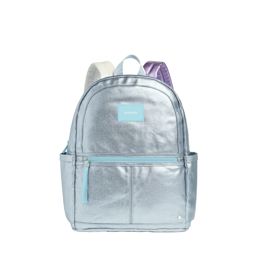 STATE KANE DOUBLE ZIPPER- METALLIC/ LIGHT BLUE