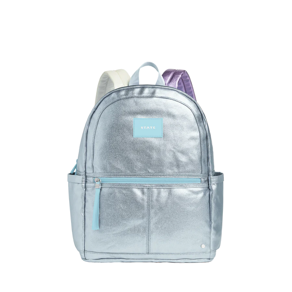 STATE KANE DOUBLE ZIPPER- METALLIC/ LIGHT BLUE