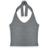 KATIE J TWEEN SUMMER HALTER TOP - HEATHER GREY