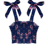 KATIE J TWEEN SUNNY TIE TOP - PRINT/EVENING BLUE BOUQUET