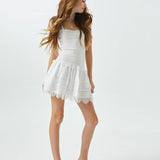 THEME NYC LOLA SMOCKED RUFFLE DRESS - WHITE