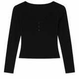KATIE J TWEEN TESS L/S BUTTONDOWN LOUNGE TOP - BLACK