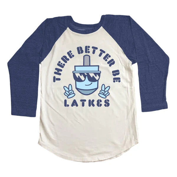 TINY WHALES THERE BETTER BE LAKES L/S RAGLAN - NATURAL/FADED BLUE