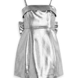 KATIE J TWEEN TWYLA BACK BOW LAME COUTURE DRESS - SILVER