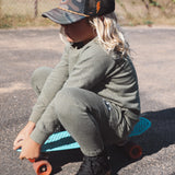 TINY WHALES THE TRAVELER SWEATSHIRT AND SWEATPATS SET - PINE