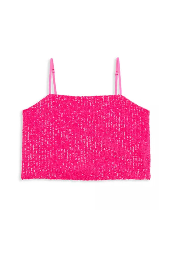 KATIE J TWEEN TAYLOR SEQUIN TOP - SHOCKING PINK
