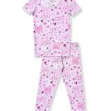 ESME GIRL S/S SLEEVE TOP & CROP LEGGING PAJAMA SET - SWEET BOWS