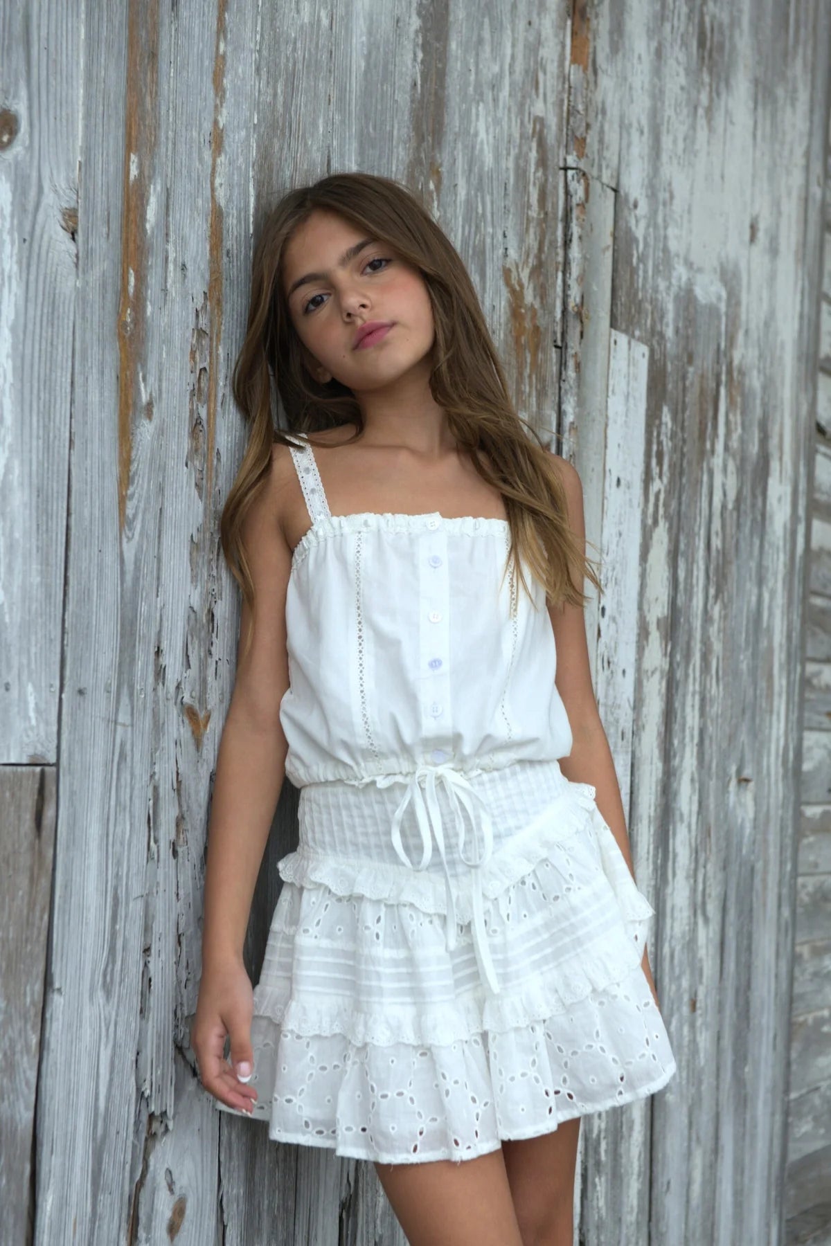KATE J. TWEEN WILLOW TOP AND SKIRT SET - WHITE