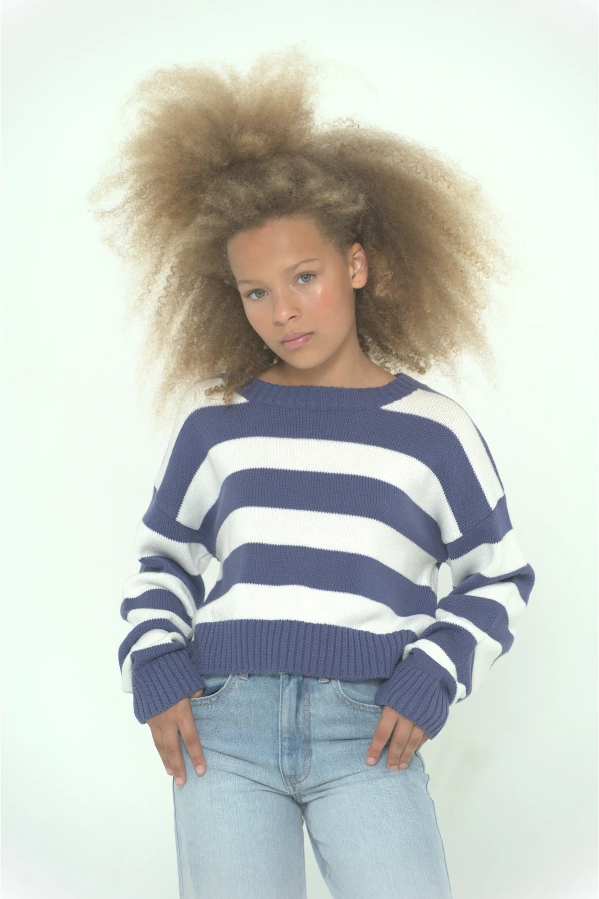 KATIE J MEGAN SWEATER - DENIM/IVORY