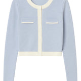 KATE J. TWEEN TWEEN WHITNEY COLORBLOCK CARDIGAN/SKIRT SET - CREAM/BLUE