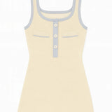 KATIE J. TWEEN WHITNEY COLORBLOCK SLEEVELESS DRESS - CREAM/BLUE