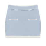 KATE J. TWEEN TWEEN WHITNEY COLORBLOCK CARDIGAN/SKIRT SET - CREAM/BLUE