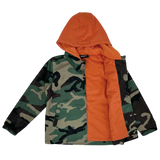 TINY WHALES WOODLAND JACKET - CAMO/ORANGE