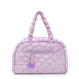 OMG OCCESSORIES QUILTED SCRUNCHIES FLORAL PRINT DUFFLE BAG - LAVANDER