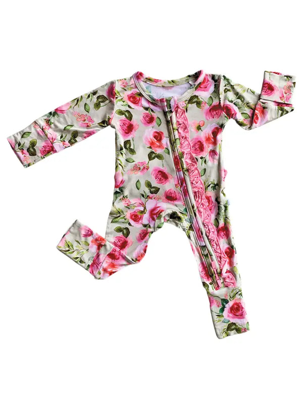 LAREE & CO BABMBOO RUFFLE CONVERTIBLE FOOTIE - LOCHLYN FLORAL