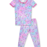 ESME GIRL S/S SLEEVE TOP & CROP LEGGING PAJAMA SET - CHERRY TENNIS