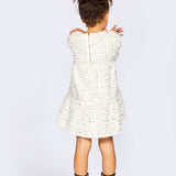 BABY SARA TWEED DRESS WITH SEQUIN BOW - IVORY