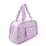 OMG OCCESSORIES QUILTED SCRUNCHIES FLORAL PRINT DUFFLE BAG - LAVANDER