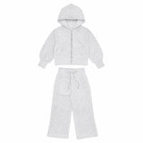 MINI DREAMER ARIA CRYSTAL ZIP HOODIE AND WIDE LEG SWEATSET - GRAY