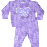 BABY STEPS TIE DYE BOW SET - LILAC