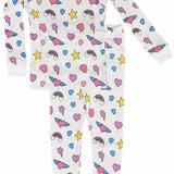 BABY STEPS 2PC PAJAMA - WHITE RAINBOW