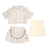 MINI DREAMERS BECKY TWEED JACKET, TANK AND CHAIN SKIRT SET - 3 PCS