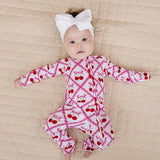 BAMBOO ZIP ROMPER - CHERRY BOW