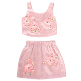 MINI DREAMERS BIJOU SEQUIN TOP AND SKIRT SET - PINK