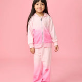 MINI DREAMERS BRYNN HEART PATCH DIP DYE ZIP HOODIE AND WIDE LEG SWEATPANT SET - PINK