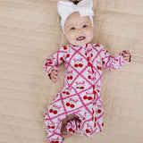 BAMBOO ZIP ROMPER - CHERRY BOW