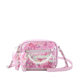 OMG ACCESSORIES SEQUINS BOW PRINT CROSSBODY BAG WITH CHARMS