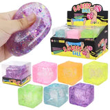 SHIMMERY GLITTER CUBE PUTTY FILLED SQUISHY - ASSORTED COLORS