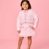 MINI DREAMERS CAROLINE BOW SEQUIN TWEED JACKET AND SKIRT SET - 3 PCS