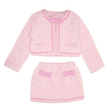 MINI DREAMERS CAROLINE BOW SEQUIN TWEED JACKET AND SKIRT SET - 3 PCS