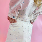 ELLLIE AND MILA WHITE DENIM SKIRT AND JACKET GEM SET