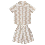 MINI DREAMERS CHASE WAVEY LINEN BUTTON DOWN AND SHORTS SET