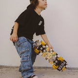 SMILEY FACE BAGGY JEANS - DENIM