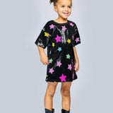 BABY SARA STAR SEQUIN DRESS - BLACK