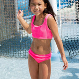 LIMEAPPLE DANIELA CRINKLE TWO PIECE SWIMSUIT - NEON PINK