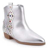 YOSI SAMRA MISS DALLAS GEM STUDDED BOOTIE - METALLIC SILVER