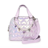 OMG ACCESSORIES QUILTED HEARTS METALLIC PURSE